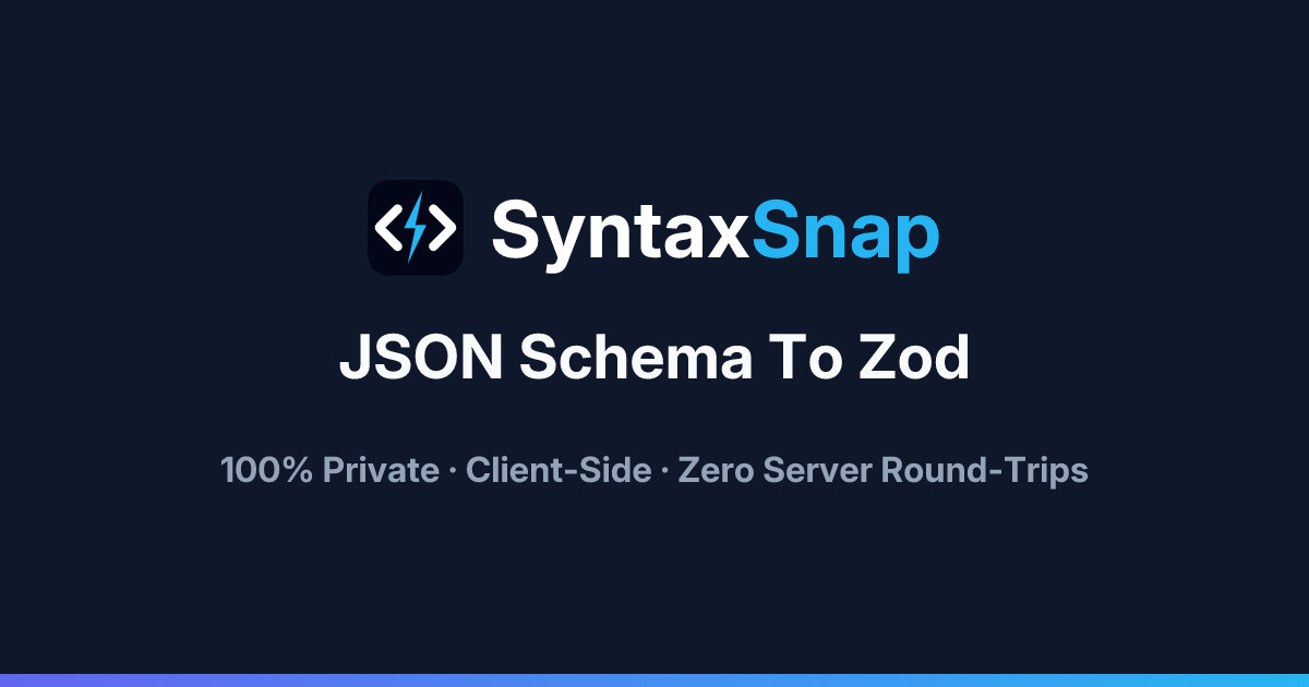 JSON Schema to Zod Converter | 100% Client-Side | SyntaxSnap
